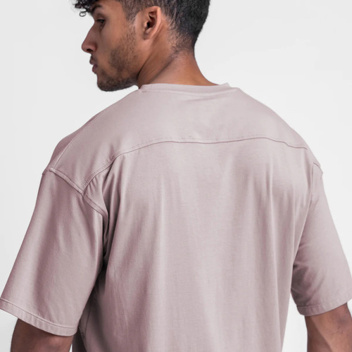 Men's Loose Fit Summer American Style T-Shirt, Plain Color Cotton, Large Size Round Neck Short Sleeve Hem Split White T-Shirt, Fashion