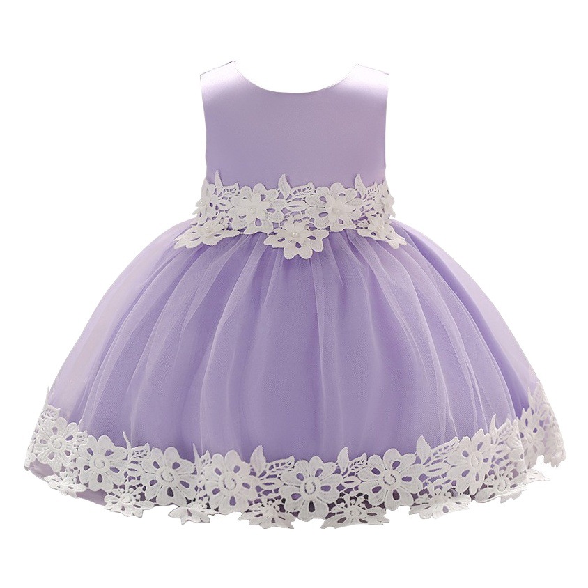 Ropa de Verano 2023 para Niñas, Vestido de Boda Infantil, Vestido de Una Año para Bebé, Falda Abombada de Malla con Apliques, Pequeña Princesa