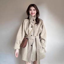 时尚双面毛呢大衣女短款小个子2025秋冬季新款高级感立领毛呢外套