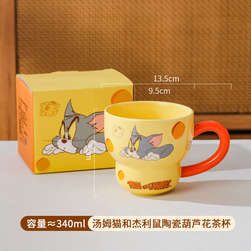 Gatos y ratones auténticos copos de marca encantadores tazas de gran capacidad tazas de cerámica domésticas con tapa de alta calidad de agua taza