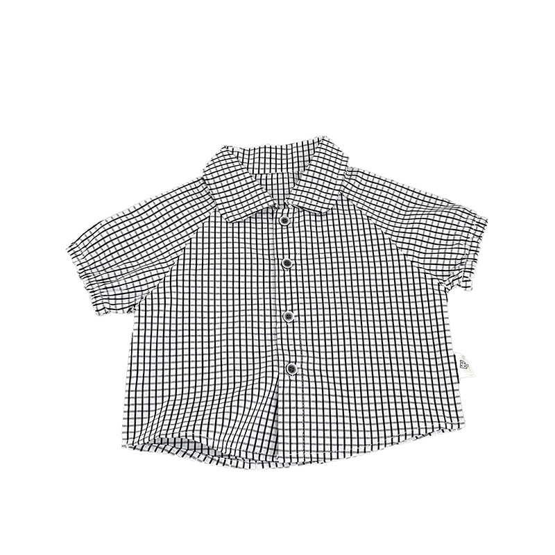 Camisas delgadas de manga corta de verano para bebés, ropa de bebé, camisa de algodón a cuadros, ropa casual