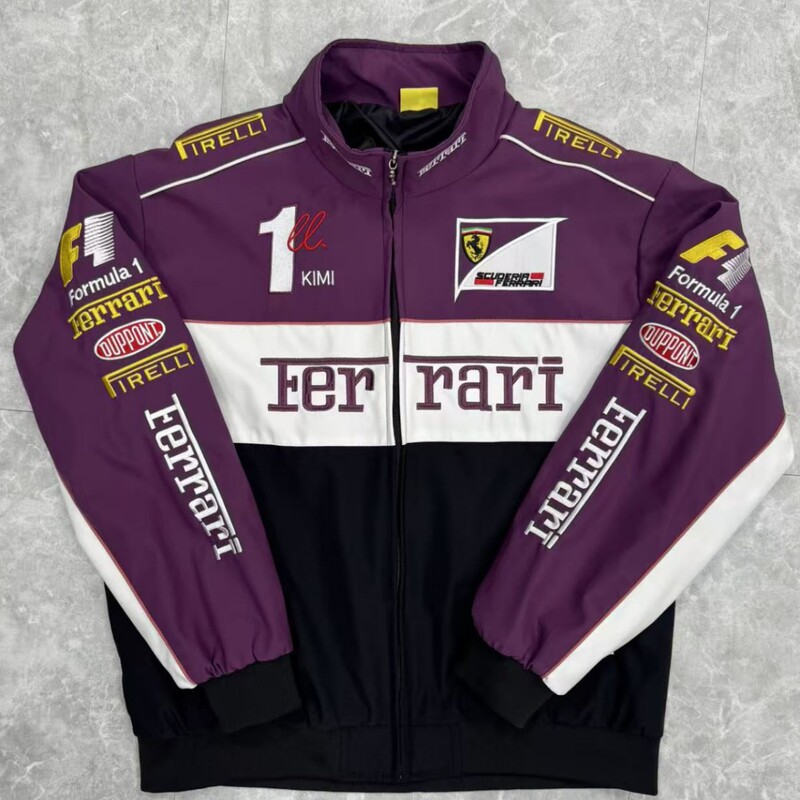 F1 Ferrari Embroidered Racing Jacket Vintage European and American Motorcycle Riding Jacket Casual Wear-Resistant Men's Winter Cotton Coat F1 Ferrari Embroidered Racing Jacket Vintage European and American Motorcycle Riding Jacket Casual Wear-Resistant Men's Winter Cotton Coat