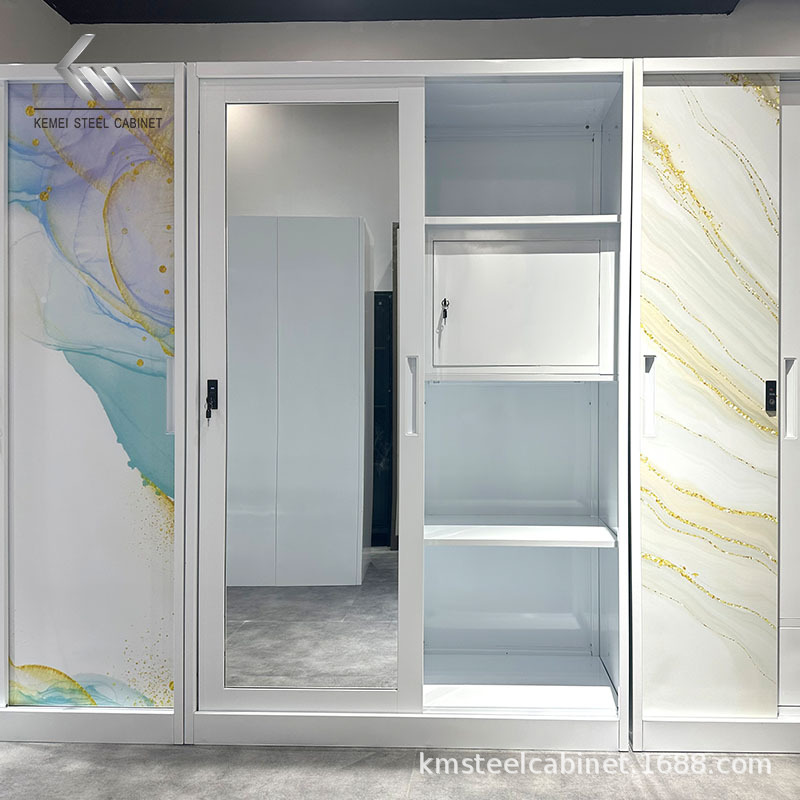 Factory Cheap Home Bedroom Wardrobe Steel Metal Printing Cabinet Foreign Trade Export Cross-Border Special Supply Steel Locker