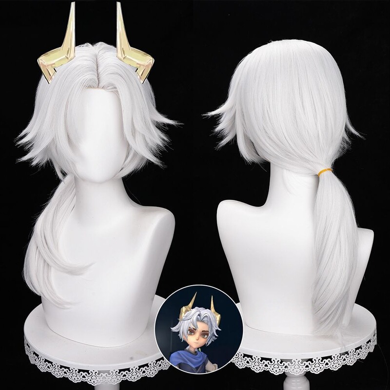 Si Yi Game Supernatural Action Group Xiaoyao Cos Wig Silver White Fake Hair Cosplay Full Headgear