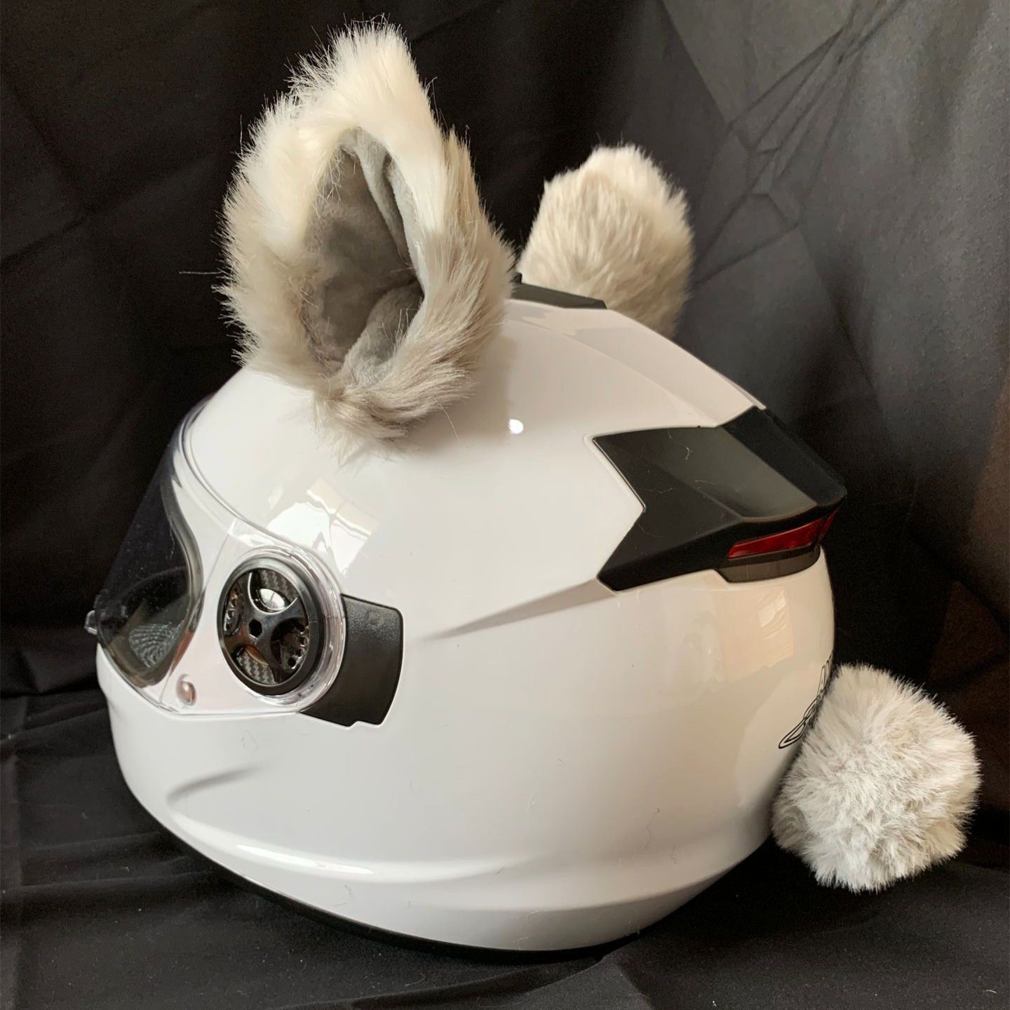 Auto Parts and Accessories, Motuoche Motorcycle Electric Car Female - gray-white-tip-cat-ears-pair-tail