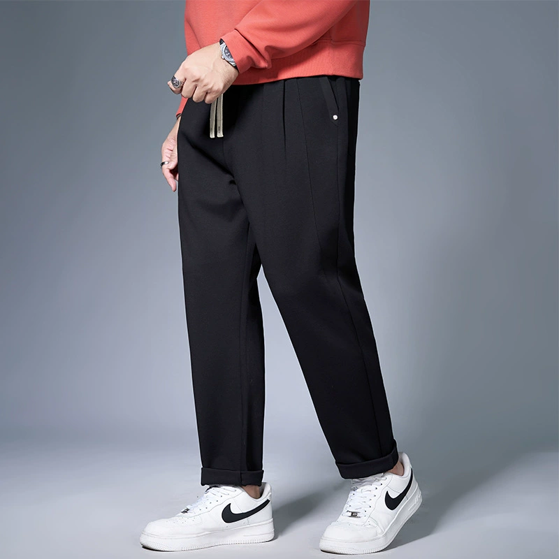 Прямые спортивные штаны, низ большого размера, Прямая доставка, осенний чистый цвет, простые и универсальные, свободные мужские повседневные брюки больших размеров.