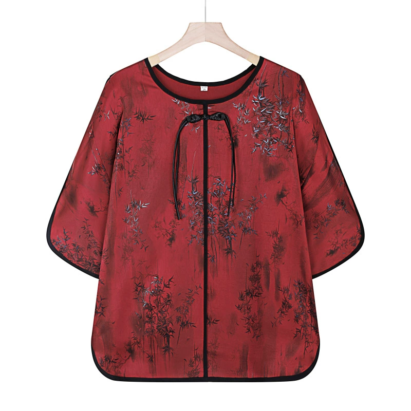 2025 летняя одежда для среднего и пожилого возраста с принтом, свободная модная одежда для бабушек, весенне-летние повседневные футболки, одежда для мам, одежда больших размеров