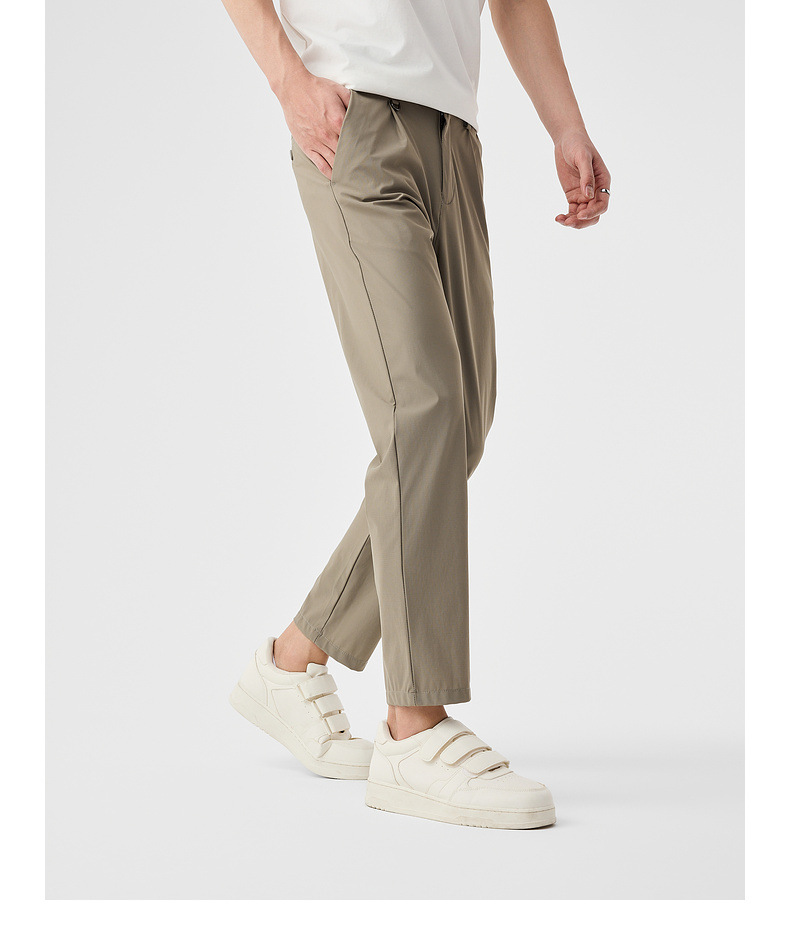 Quần kaki nam công sở ống đứng dáng suông, chất liệu lụa mát mặc mùa hè — Màu đen chi tiết 14