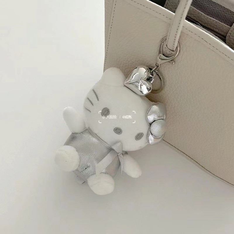 シルバーホワイトハローキティかわいい人形女の子スクールバッグペンダントバッグ人形カップルガールフレンドギフト|undefined
