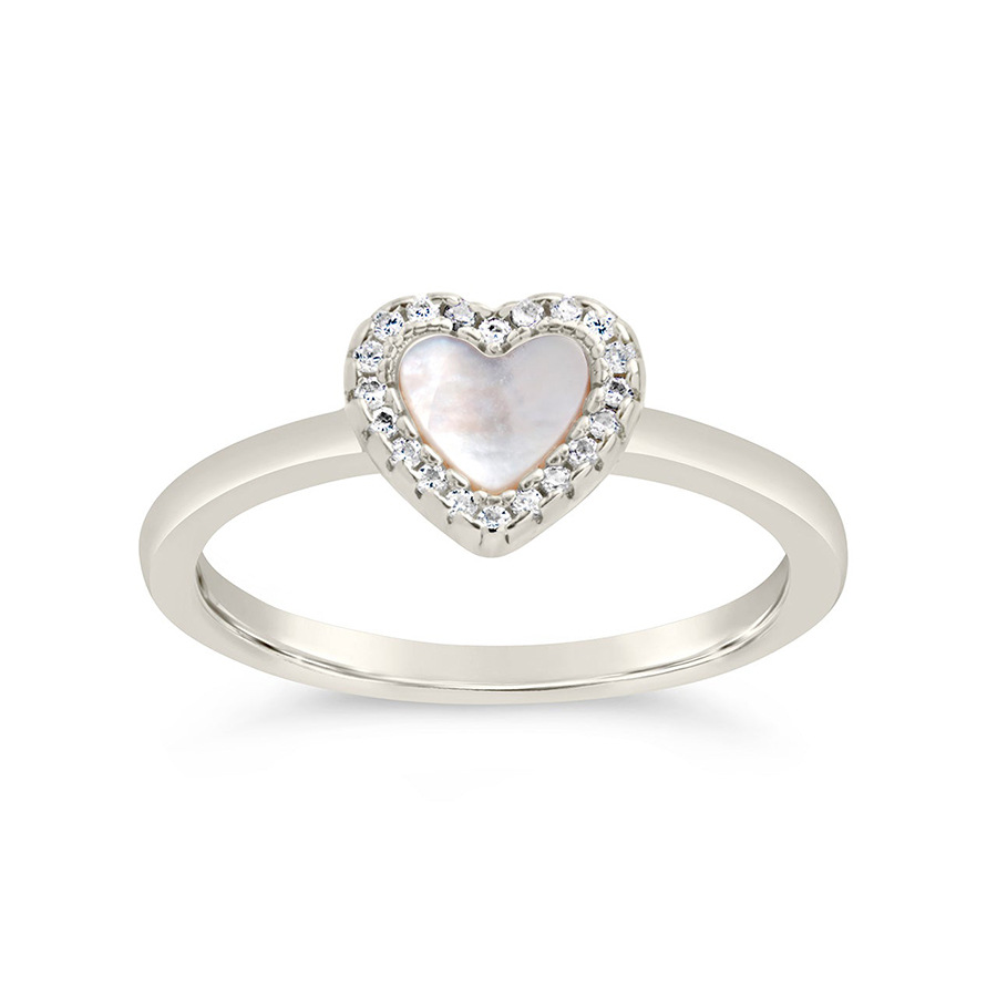 925 Sterling Silver Material Heart Shape Pattern 925 Sterling Silver White Shell Heart Shape Rings 925 Sterling Silver Rings