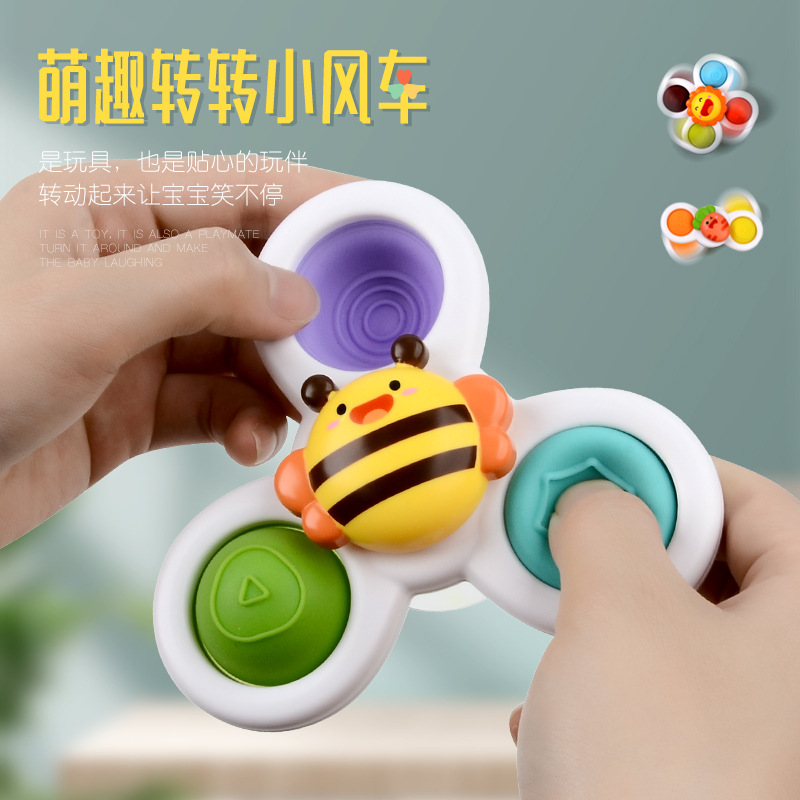 Cross border Shower Room Toys sucker Around music Rodent vanguard finger rotate top Bathing baby table take a shower