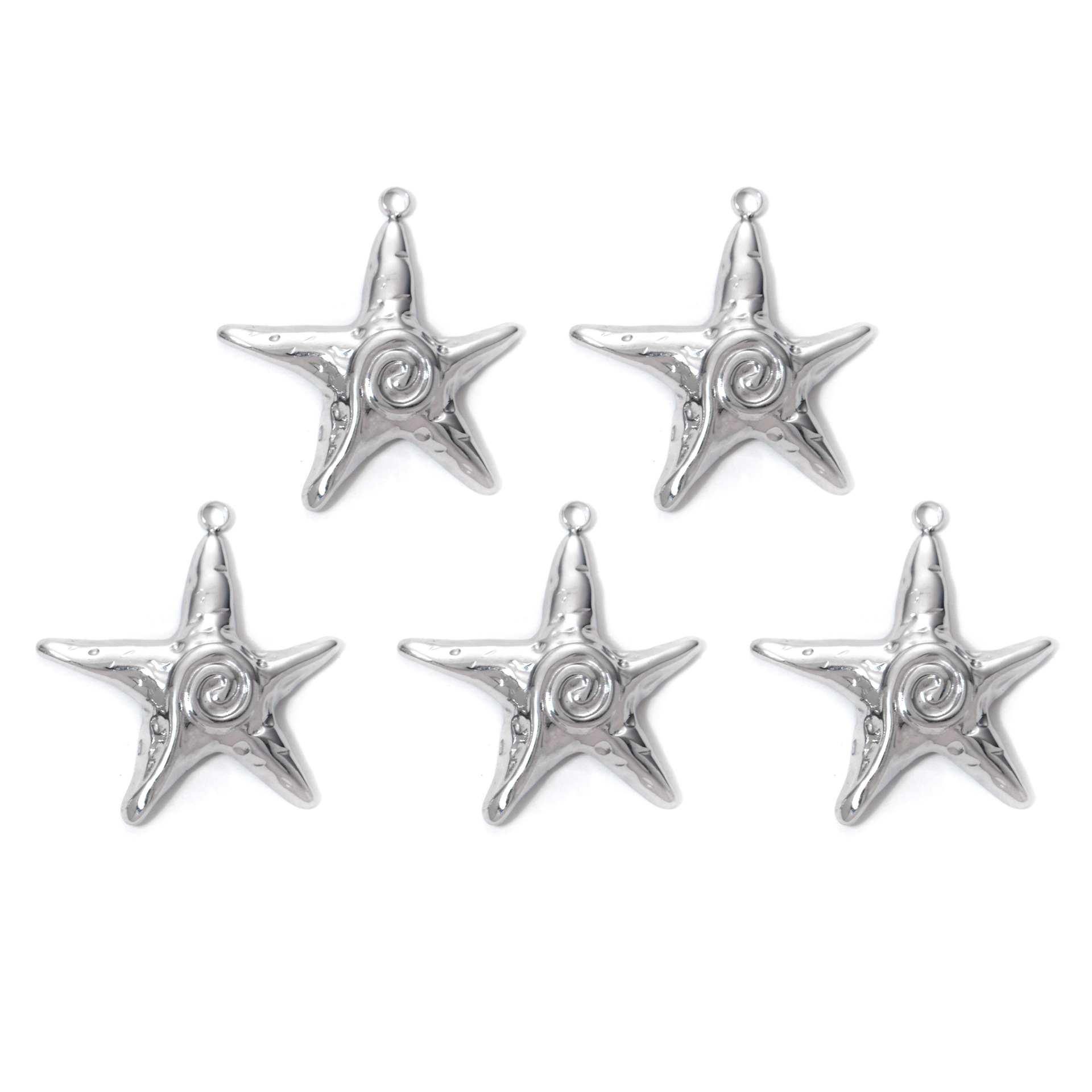 All Seasons Season Vacation, Classic Style Style 5 PCS/Package 304 Stainless Steel Splicing Starfish Pendant DIY Ornament Accessories Earrings Brooches