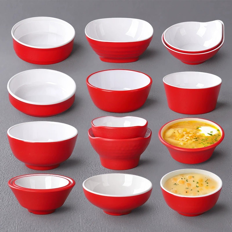 Two-color melamine tableware restaurant small soup bowl hot pot…