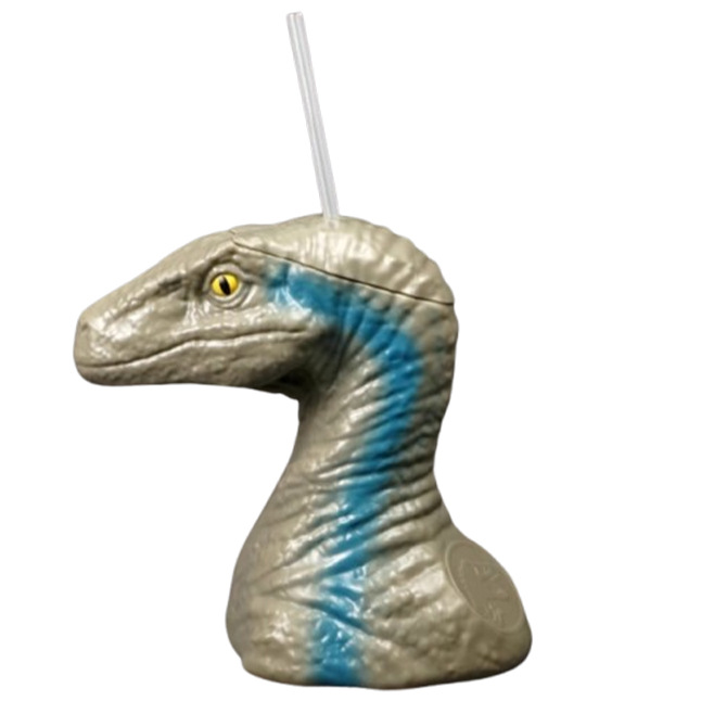 Taza de paja de dinosaurio feroz taza de bebida fría taza de forma de T. Rex Velociraptor taza de gran capacidad taza de paja extraña de Halloween