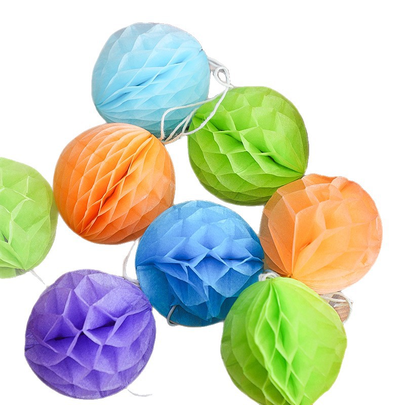 Linterna de panal de Año Nuevo decoración de barril pequeña linterna de color papel de panal dibujo de flores de fondo pared decoración