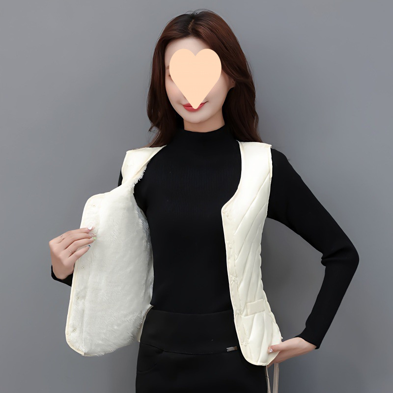 2025 new autumn and winter down cotton vest for women, thin warm vest short collar vest slim fit and close inner lid