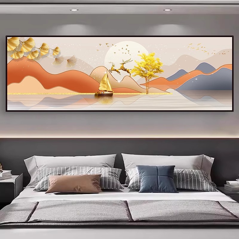 寝室のベッドサイドの絵画自己粘着壁ステッカーホテル B&B リビングルームのソファの背景の壁の装飾絵画壁紙ステッカー|undefined