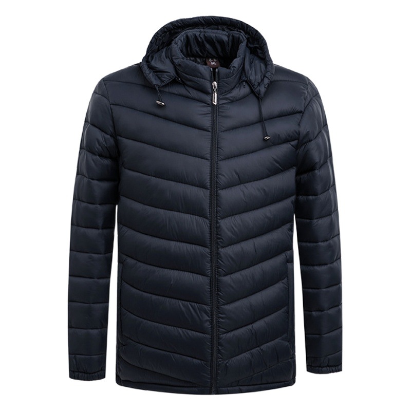 Men's Cotton Jacket, Lightweight Cotton Coat, Ribbed Cotton Jacket for Middle-Aged and Elderly Men, Men's Hooded Inner Lining Ribbed Cotton Jacket
