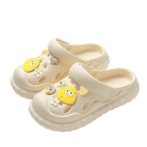 Cute women's shoes for hole shoes in summer, student dormitory slippers, platform sole beach head, half slippers, hole shoes