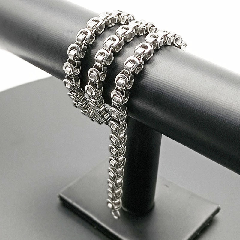 Collier chaîne byzantine en acier inoxydable pour homme_voghion.com