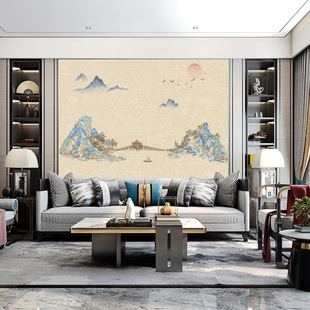 Embroidered Landscape Wall Covering, Unique Embroidery of a Thousand-Mile Landscape, Chinese-Style Living Room Tv Sofa Background, New Model