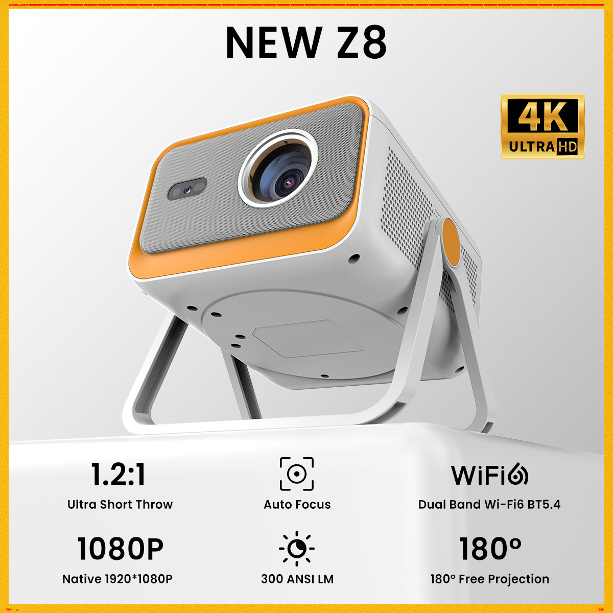 Amazon's Popular 4K Z8 Projector Dormitory Wall Projector Autofocus Android System Projector