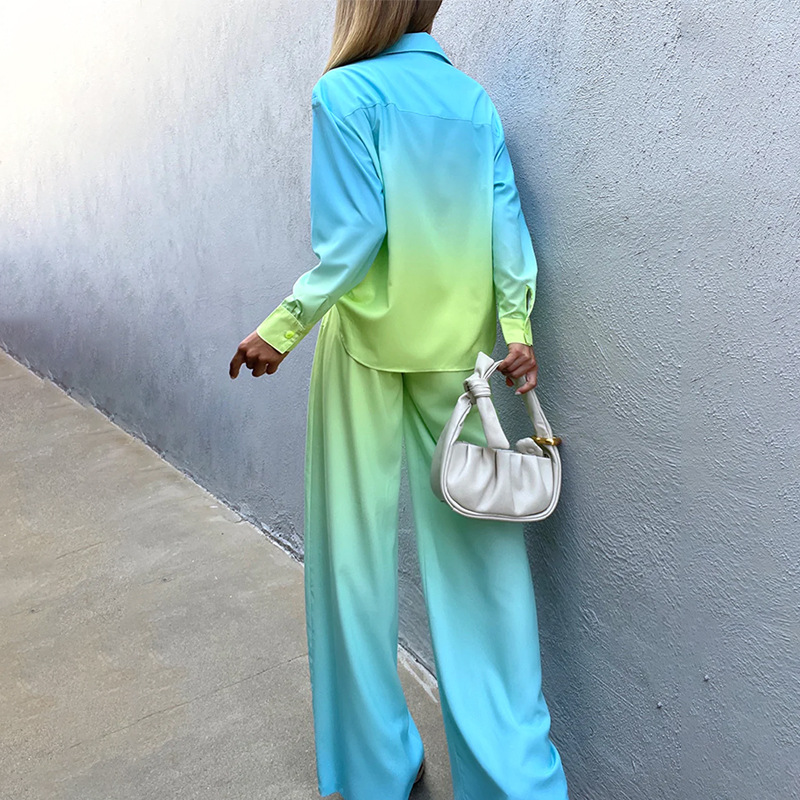 Printing Design Casual Style Daily Women's Casual Gradient Color Polyester Printing Pant Co-ord Set Pants Sets