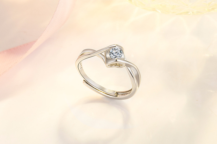 Wedding Occasion Metal Material Wholesale Jewelry Glam Heart Shape Metal Artificial Gemstones Plating Inlay Open Rings