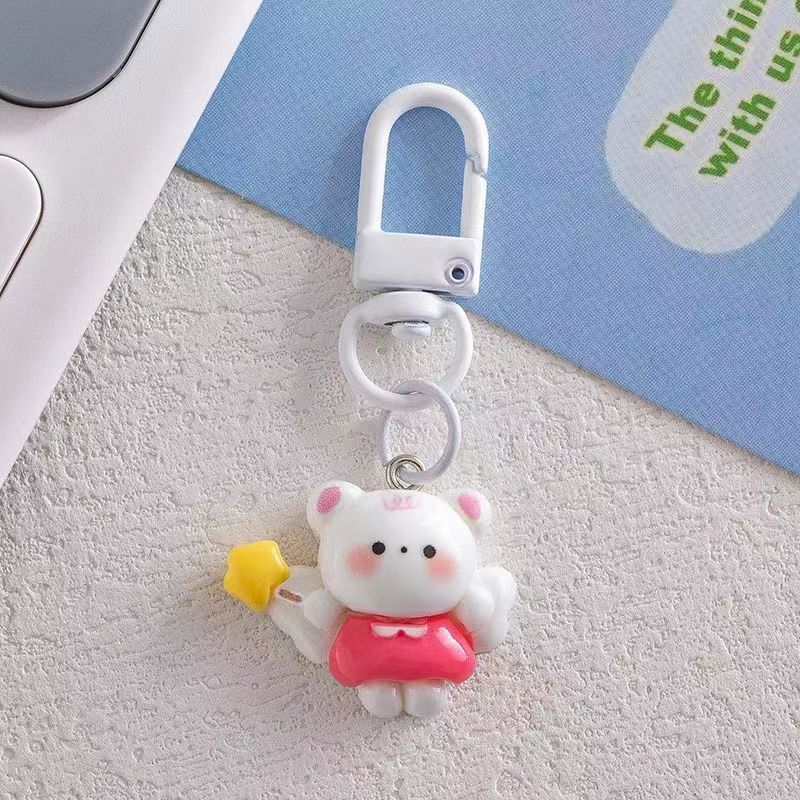 Moon Bear Keychain Resina de dibujos animados joyas pequeños regalos DIY adorable pequeño colgante accesorios de colgante caliente