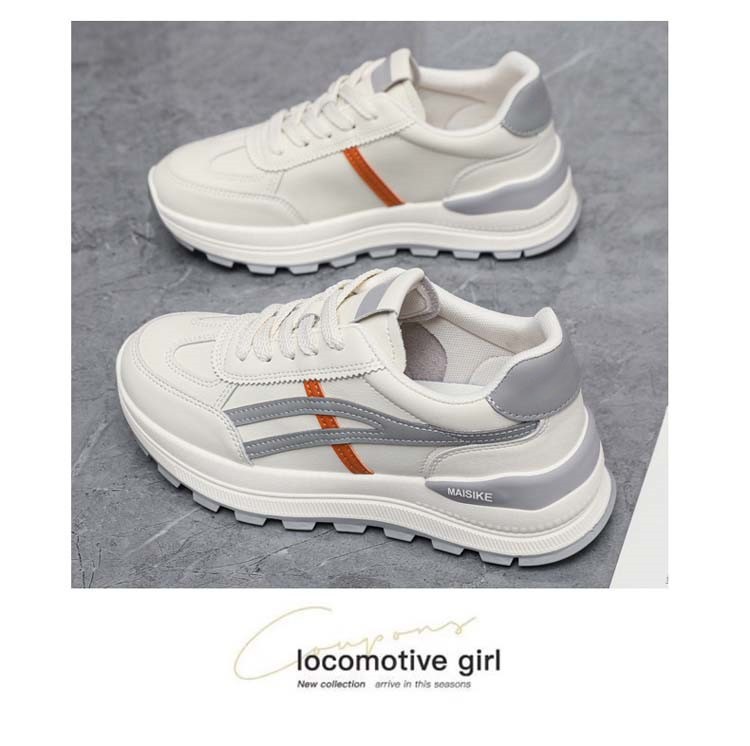 Fashionable 2026 New Model Sports Versatile Soft-soled Student Running Casual Shoes Soft Leather Women's White Sneakers_vogvips.com