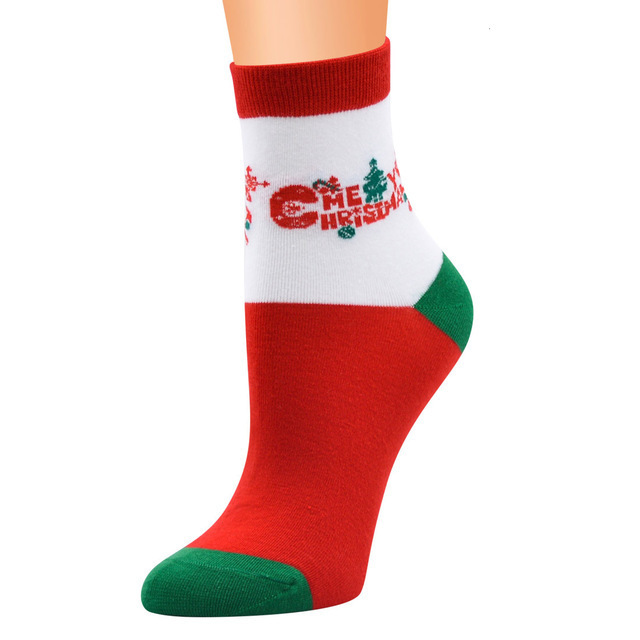 New Fall Winter Christmas Socks Woman New Year Funny Santa Christmas Tree Snow Elk Gift Ca