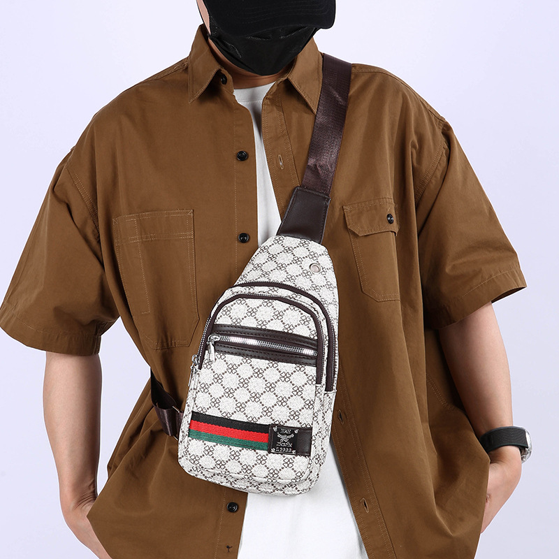 Hombres nueva personalidad impresa mochila de viaje de negocios moda mochila PU lujosa textura multicapa bolso de pecho