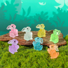 新品夜光彩色小兔子公仔玩偶创意苔藓微景观盆栽多肉花盆装饰摆件