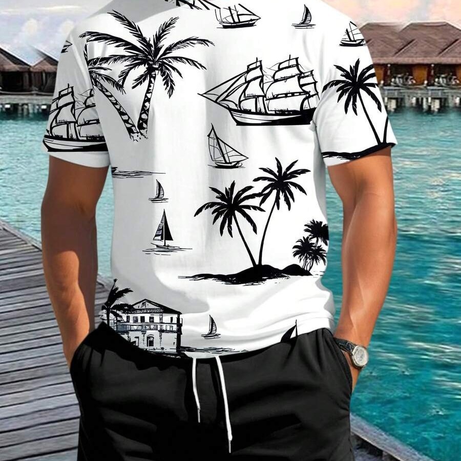 Diseño de personalidad patrón de letras de dibujos animados verano nuevo estilo calle ropa casual suelta traje de hip-hop americano ME13
