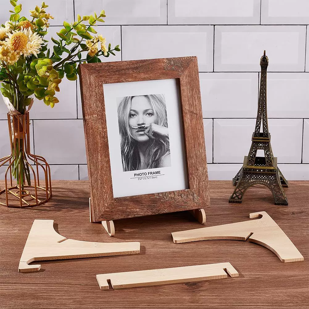 厂家直供实木底座可拆卸支架相框桌面摆台自由组装木质相框支架