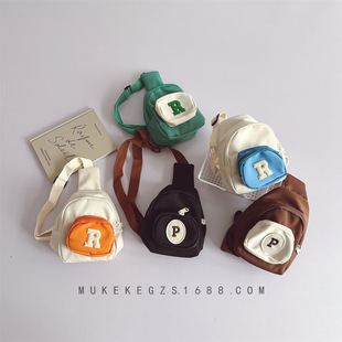 Korean Style Same Style Children's Waist Bag Personalized Fashion Color-matching Multi-pocket Trendy Children's Letters Hip-hop Style Shoulder Bag Chest Bag