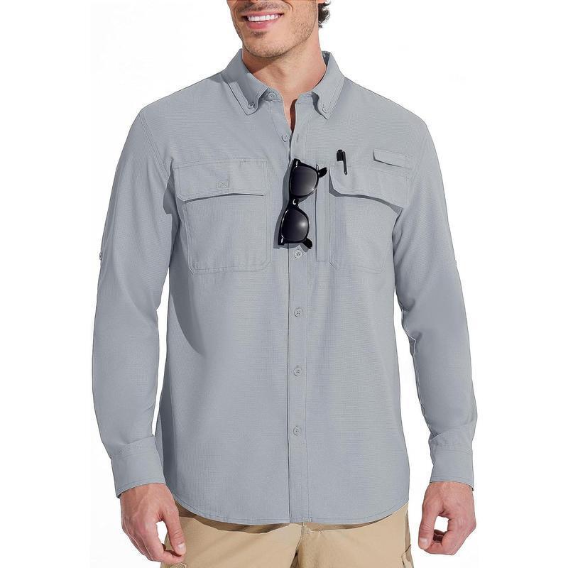 R6873 Dropshipping Aliexpress Amazon Cross-Border New Men's Sun Protection Fishing Shirt Long Sleeve 50 Men's
