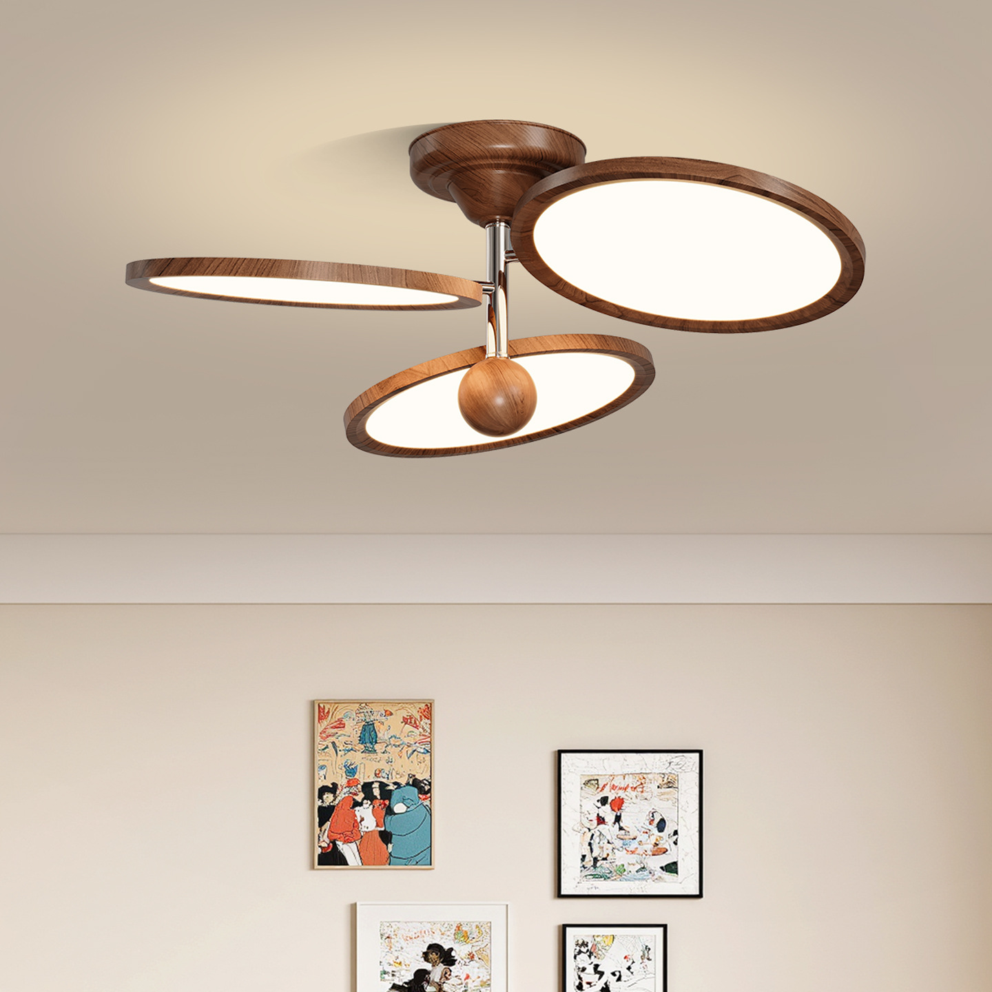 Luz de techo de dormitorio de estilo medieval de color nuez retro nuevo dormitorio principal estudio de protección de ojos lámparas de comedor creativas 293L