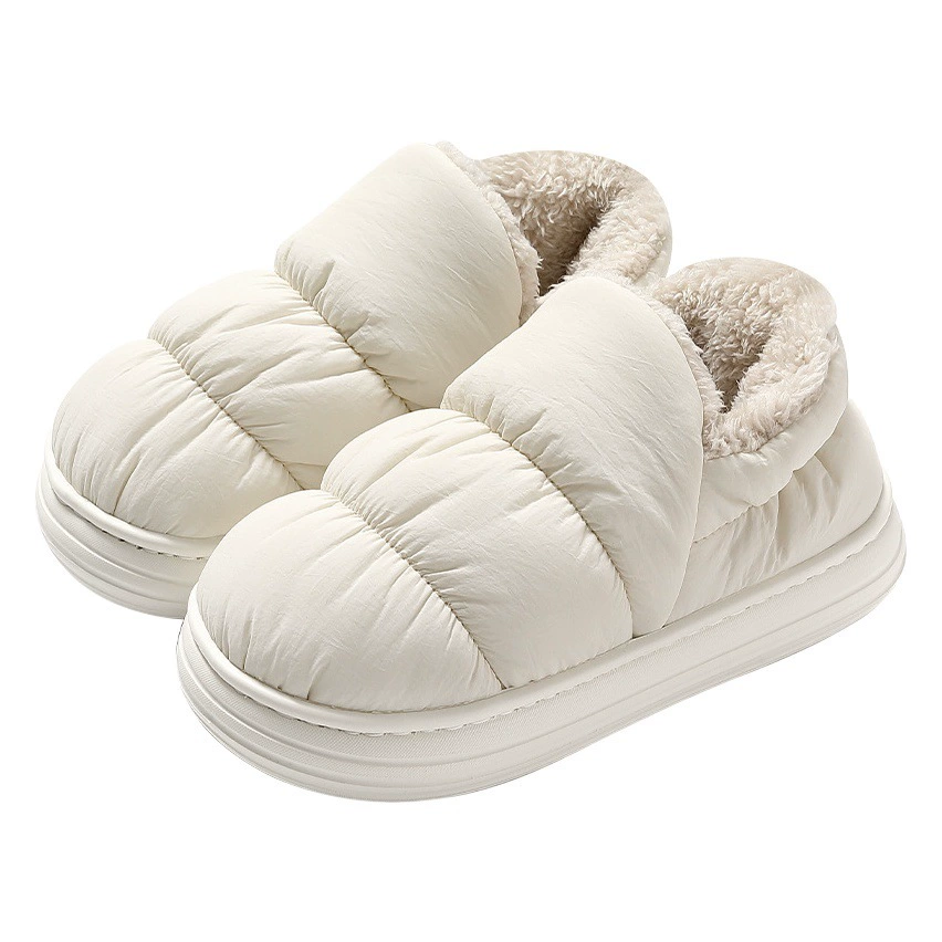Женские зимние хлопковые тапочки с пуховым наполнителем, водонепроницаемые, на толстой подошве, теплые, домашние, нескользящие, на флисовой подкладке, с закрытой пяткой, для мужчин, подходят для осени и зимы.