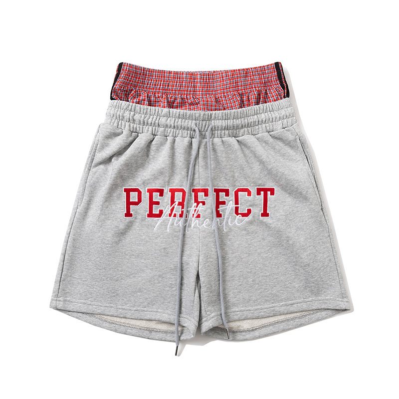 Zongchi Clothing American Retro Style Double Waistband Letter Embroidery Sports Casual Loose Unisex Summer Shorts