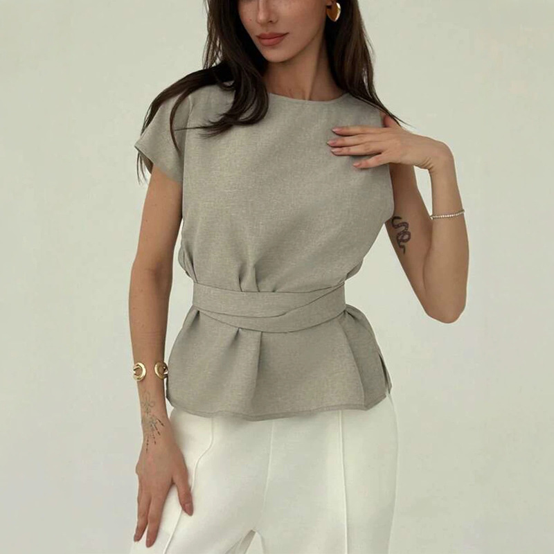 Summer European and American Style Sleeveless Polyester Shirt Pullover Waist Cross-Border Amazon Independent Station Foreign Trade Women's Clothing