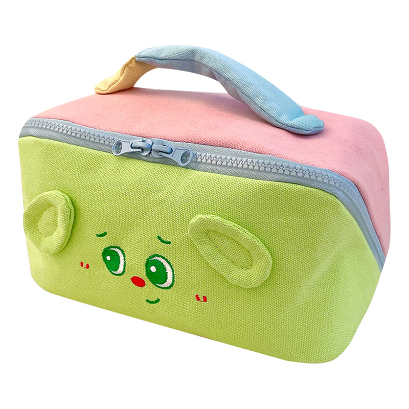 Bolsa de maquillaje de bordado de crema de alto valor visual simple para salir bolsas de lavado portátiles de gran capacidad nicho bolsas de almacenamiento para mujeres