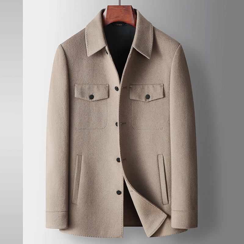 Men's Jacket 2025 Autumn and Winter Wool Shirt Style Young Luxury Business Casual Double-Sided Woolen Coat Winter