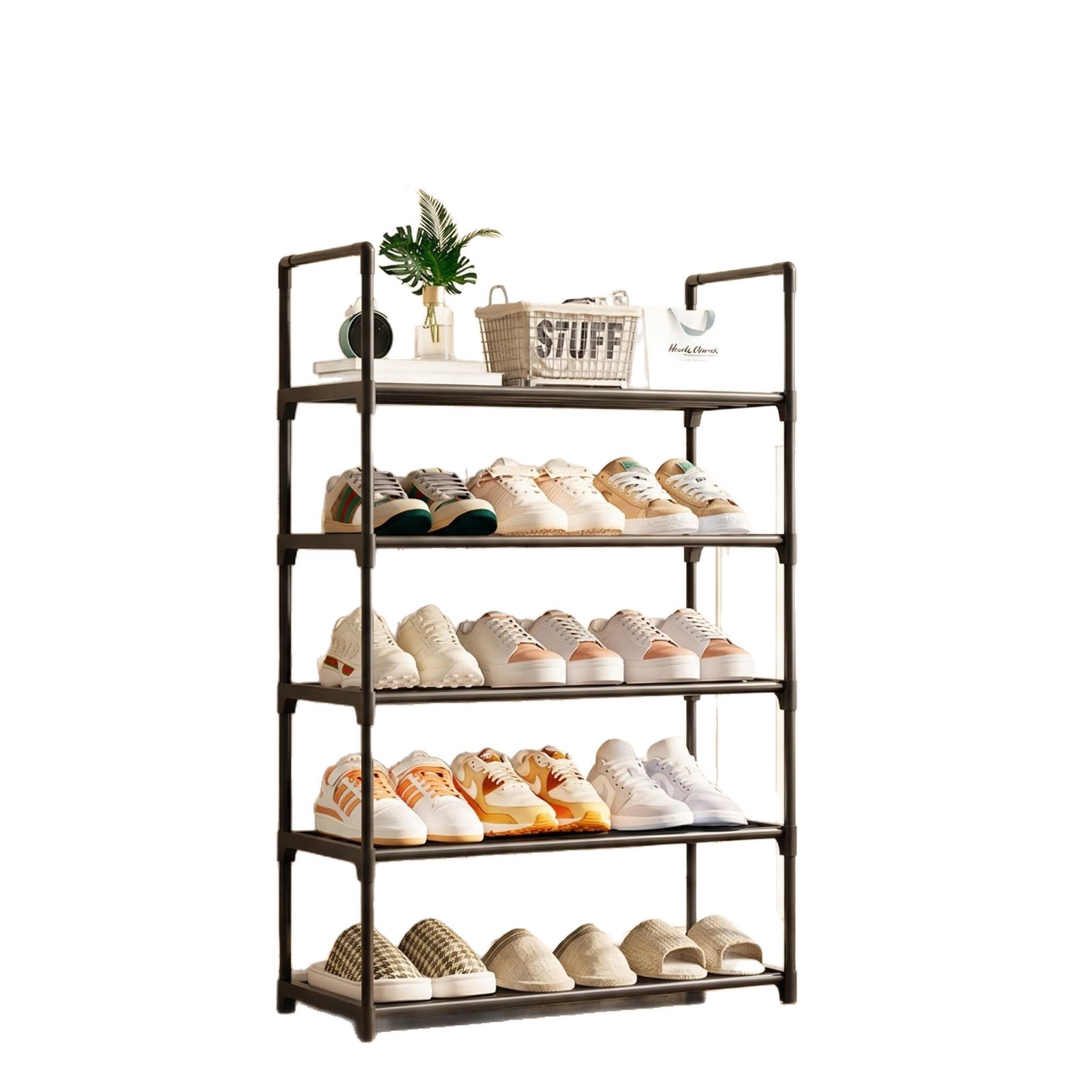 Estante de zapatos simple puerta doméstica multicapa interior hermoso alquiler zapatos armario dormitorio estrecha puerta de entrada pequeña fuerte image 6