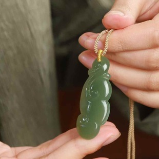 Hetian Jade Factory Store Jade Crafts Natural Xinjiang Hetian Jade Qinghai Material Lake Water Green Ruyi Jade Pendant