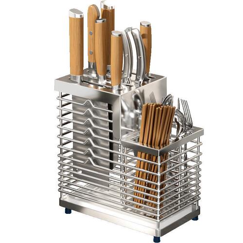 304 stainless steel kitchen knife holder storage rack household countertop vegetable knife chopsticks wall-mounted knife holder storage rack