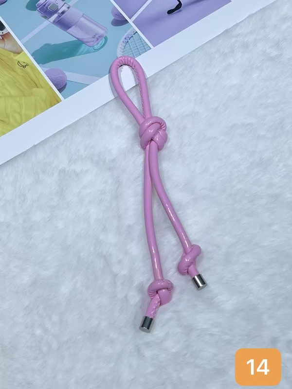 彩色皮革包包挂件创意时尚百搭diy皮绳双绳结挂饰手机钥匙扣挂饰|undefined