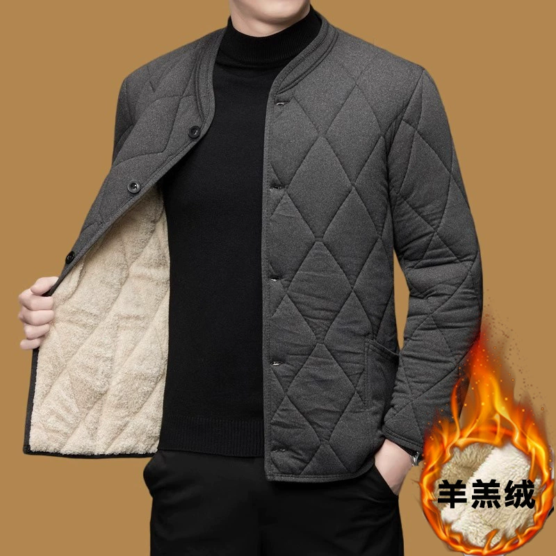 Men's set for elderly, trousers, velvet down jacket, for middle age