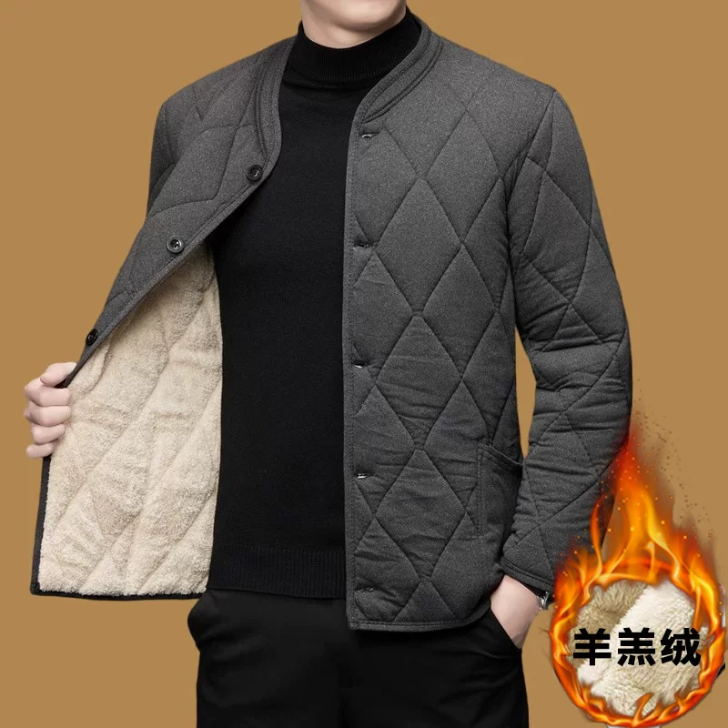 Men's set for elderly, trousers, velvet down jacket, for middle age
