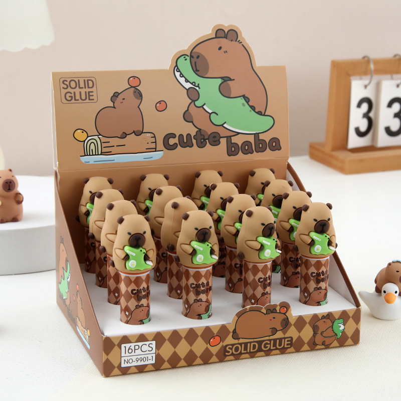 Pegamento sólido Kapibala linda chica barra de pegamento de alta viscosidad estudiante bricolaje pegamento hecho a mano papelería para estudiantes